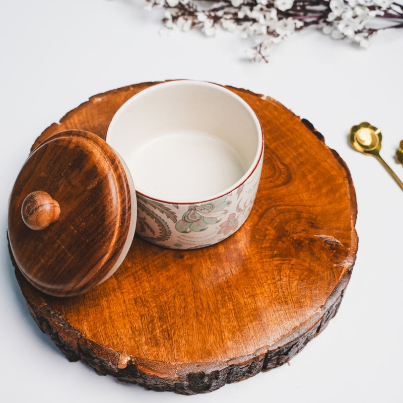 White-Green Ceramic Jar