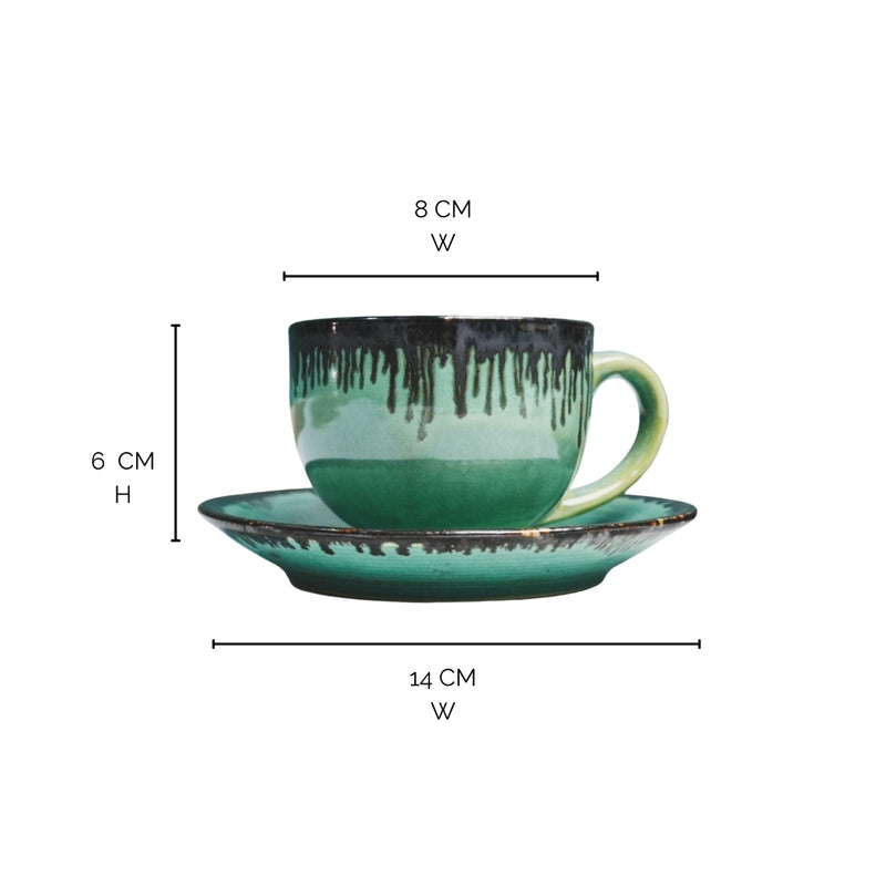 Rusty Green Tea Cup set of 6
