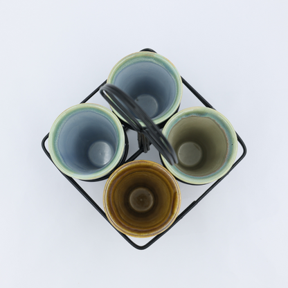 4 CHAI GLASSES WITH STAND SET