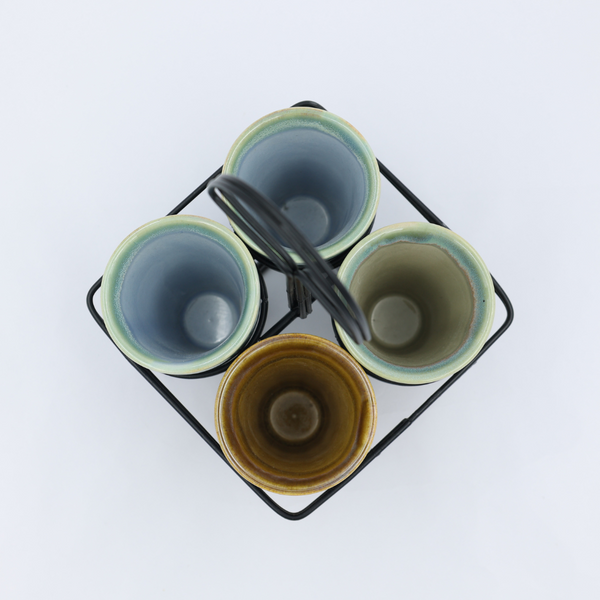 4 CHAI GLASSES WITH STAND SET